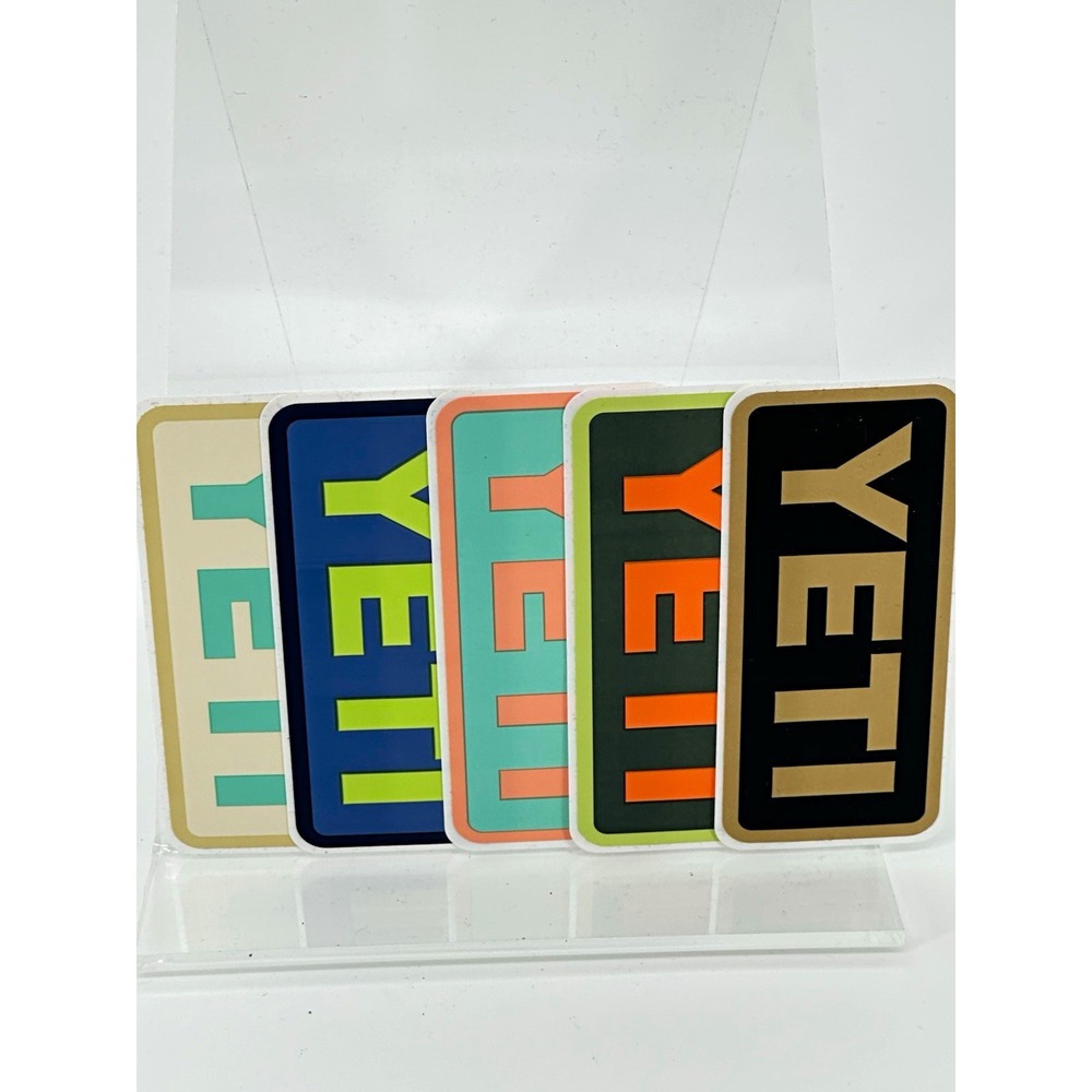 YETI Logo Vinyl Stickers Lot of 5 Multicolor Rectangle 5x3.5in
